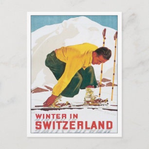 Vintage Winter In Switzerland Postcard