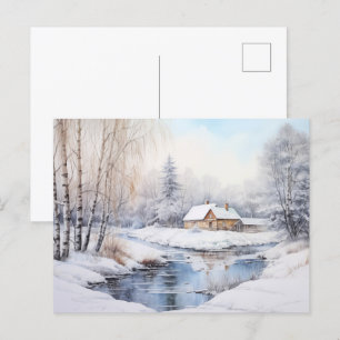 Vintage Winter Landscape Holiday Postcard