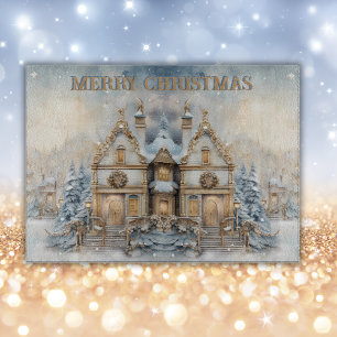 Vintage Winter Merry Christmas Monogram   large Cutting Board