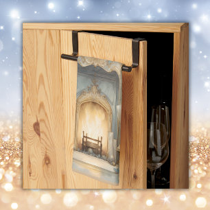 Vintage Winter Merry Christmas Monogram    Tea Towel