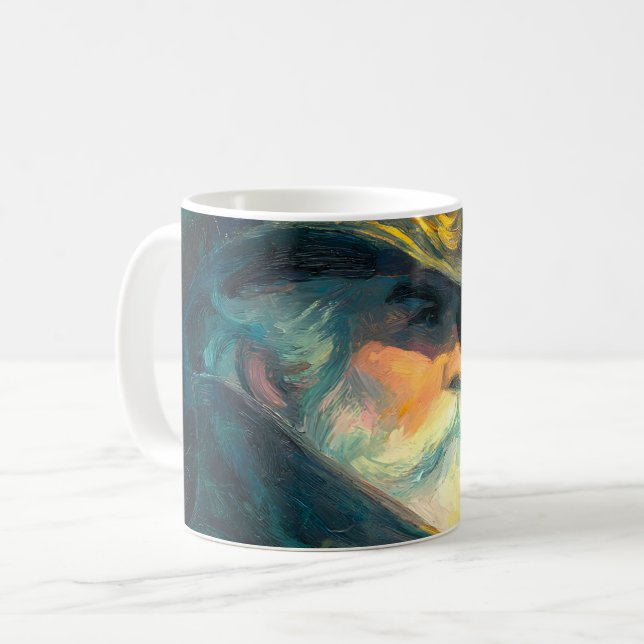Vintage Winter Old Man Portrait Coffee Mug (Front Left)