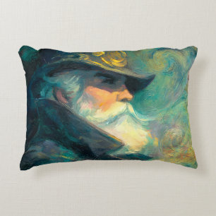 Vintage Winter Old Man Portrait Decorative Cushion