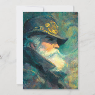 Vintage Winter Old Man Portrait Holiday Card