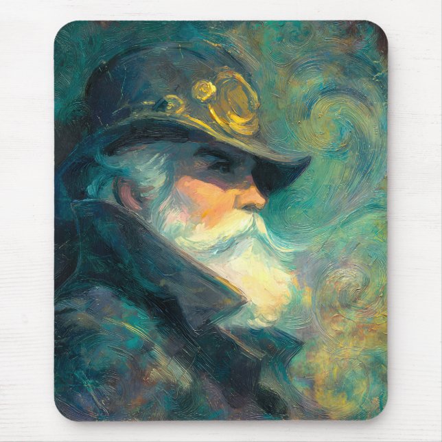 Vintage Winter Old Man Portrait Mouse Pad (Front)