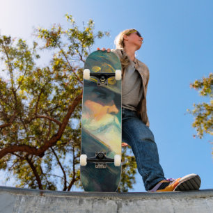 Vintage Winter Old Man Portrait Skateboard