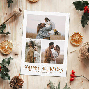 Vintage Winter Oranges 3 Photo Collage   Holiday Card