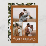 Vintage Winter Oranges 3 Photo Collage   Holiday Card<br><div class="desc">This beautiful holiday photo card features vintage styled typography reading,  "Happy Holidays,  along with three photo templates. The back of the card boasts a vintage design of winter oranges and blossoms.</div>