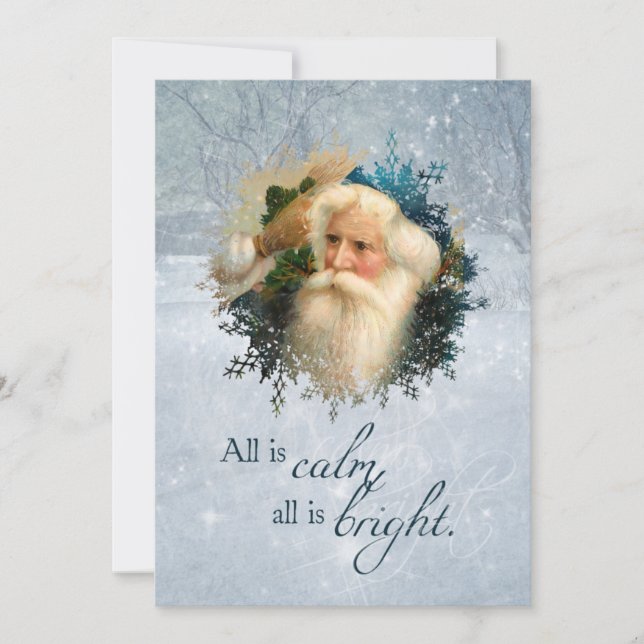 Vintage Winter Santa Holiday Card (Front)