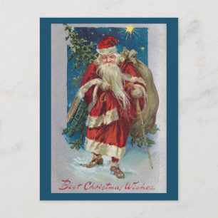 Vintage Winter Santa with Presents Postcard