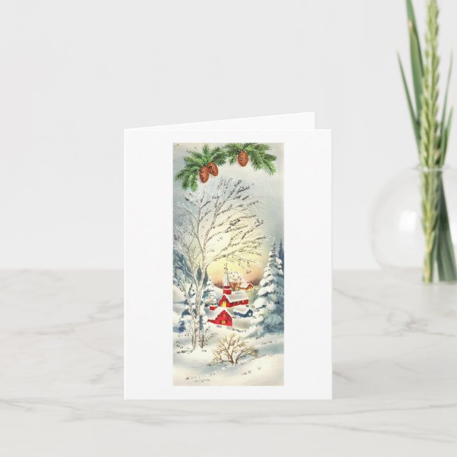 Vintage Winter Scene Christmas Card (Front)
