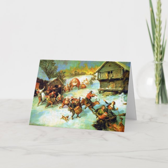 Vintage Winter Scene Holiday Card (Front)