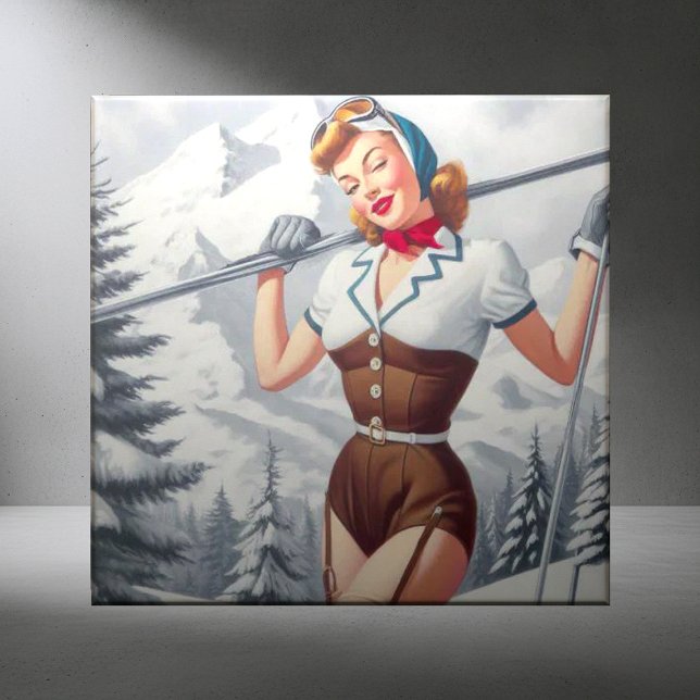 Vintage Winter Ski Pin-Up Tile (Creator Uploaded)