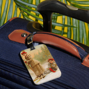 Vintage Winter Ski Tour Luggage Tag