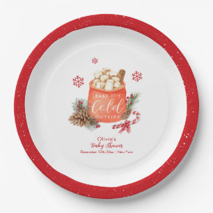 Vintage Winter Snowflake Festive Smore Baby Shower Paper Plate