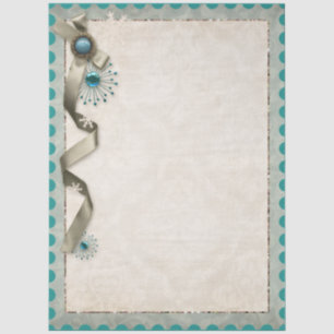 Vintage Winter snowflake ribbon and damask  Post-i Tissue Paper