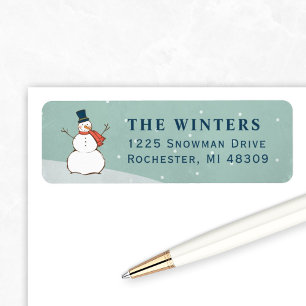 Vintage Winter Snowman Holiday Return Address