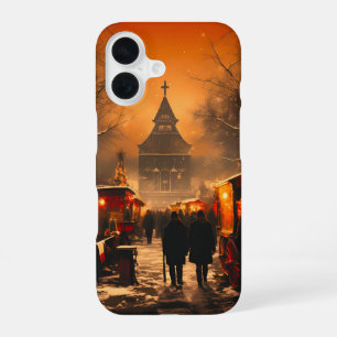 Vintage  Winter Snowy Christmas Market iPhone 16 Case