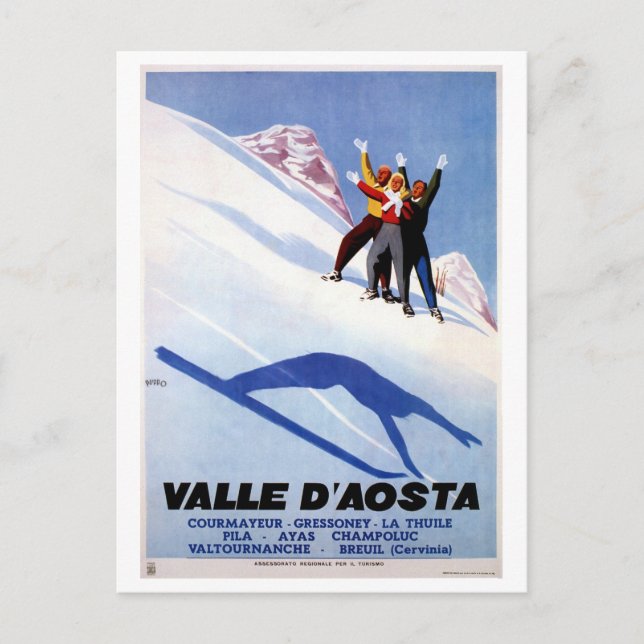 Vintage winter sports Italian Alps travel Postcard (Front)