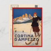 Vintage winter sports, Ski Cortina d'Ampezzo, Postcard (Front/Back)