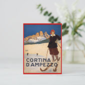 Vintage winter sports, Ski Cortina d'Ampezzo, Postcard (Standing Front)