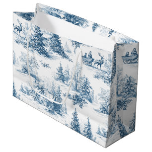 Vintage Winter Toile de Jouy - Classic Christmas Large Gift Bag