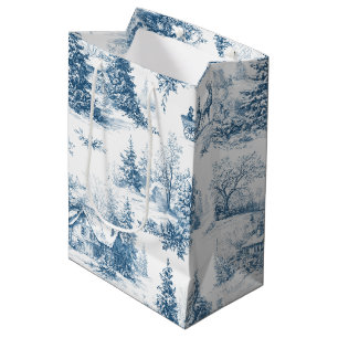 Vintage Winter Toile de Jouy - Classic Christmas Medium Gift Bag