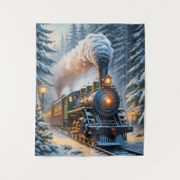 Vintage Winter Train Scenic Artwork