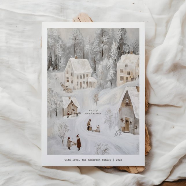 Vintage Winter Village Christmas Holiday Card (Creator Uploaded)