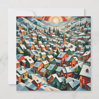 vintage winter village in the snow