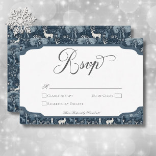 Vintage Winter William Morris Elegant Wedding RSVP Card