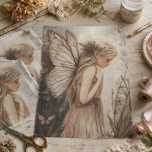 Vintage Winter Woodland Fairy with Holly & Berries Tissue Paper