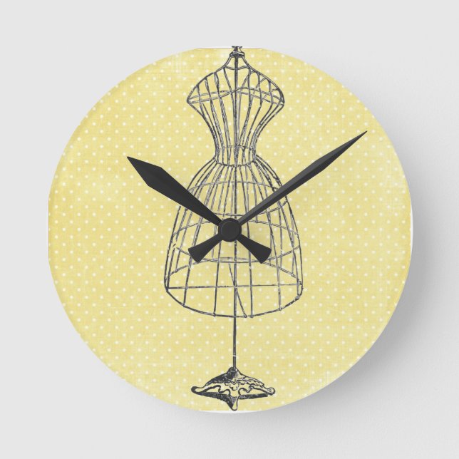 Vintage Wire Dress Frame Round Clock (Front)