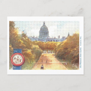 Vintage Wisconsin Capitol with Seal Postcard