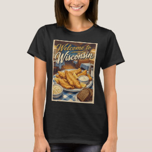 Vintage Wisconsin Friday Fish Fry Food Poster Bar T-Shirt