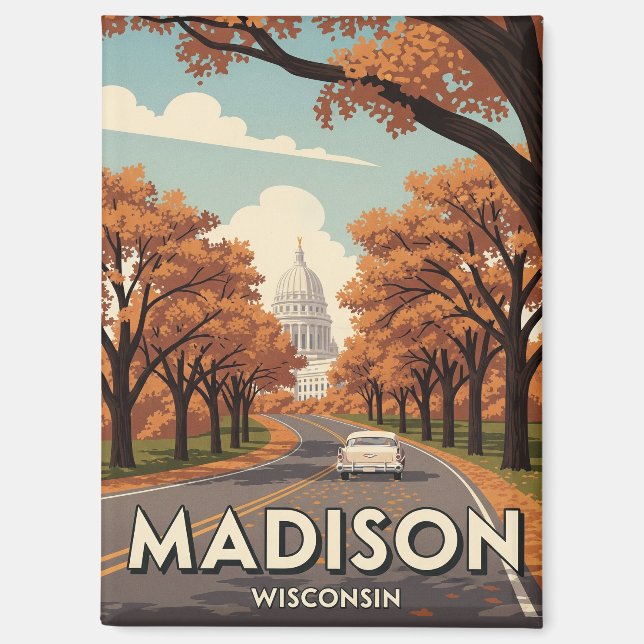 Vintage Wisconsin Madison State Capitol Magnet (Front)
