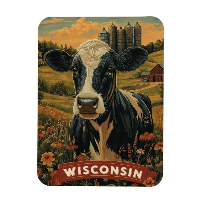 Vintage Wisconsin Patriotic Spirit  Magnet (Vertical)