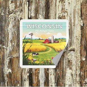 Vintage Wisconsin Square Sticker