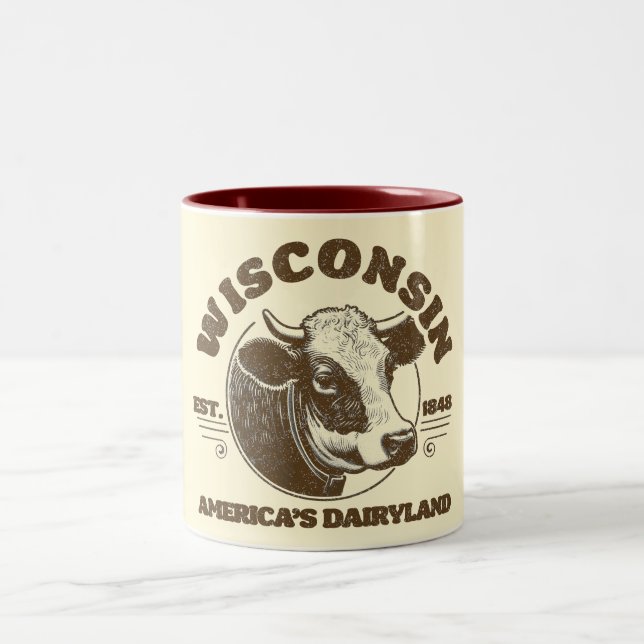 Vintage Wisconsin Two-Tone Coffee Mug (Center)