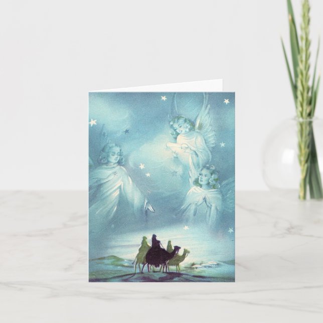 Vintage Wise Men and Angels Christmas Card (Front)