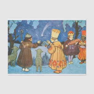 Vintage Wise Men and Sheep on Christmas Night Tissue Paper