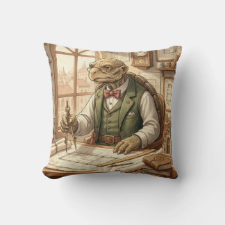 Vintage Wise Turtle Architect Throw Pillow