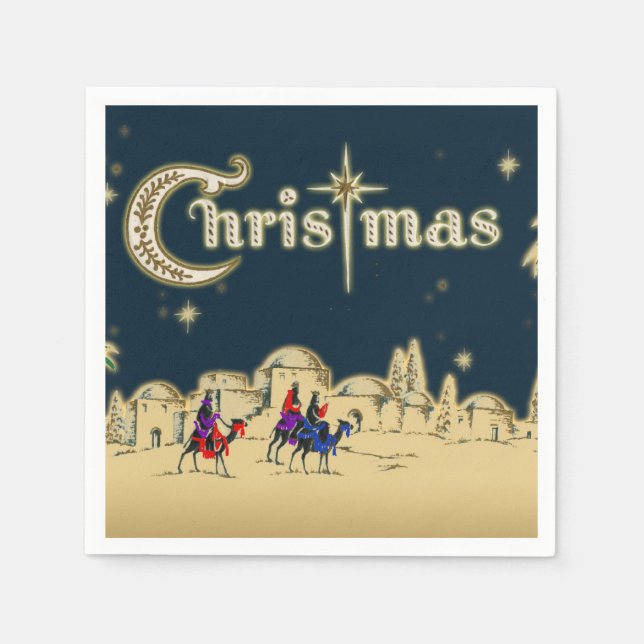 Vintage Wisemen/Desert Religious Christmas Napkin (Front)