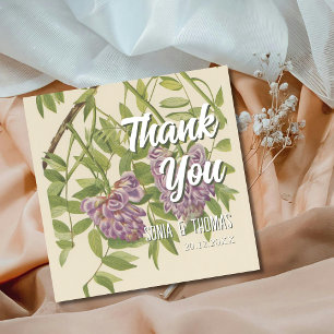Vintage Wistaria Botanical Watercolor Thank You Card