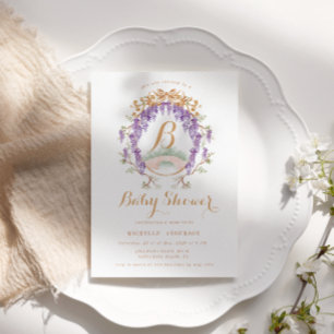 Vintage Wisteria Floral Regency Baby Shower Invitation