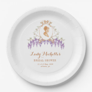 Vintage Wisteria Floral Regency Bridal Shower Paper Plate