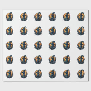 Vintage Witch Cat Moon Halloween Vector Art_1 Wrapping Paper