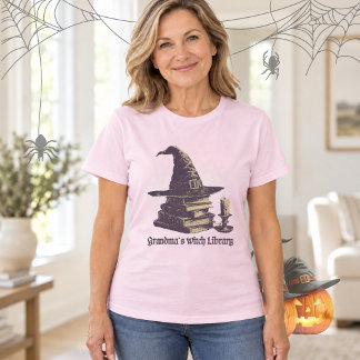 Vintage Witch Design for Book Lovers T-Shirt