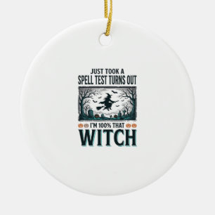 Vintage Witch DNA Humour Halloween Vector Design_1 Ceramic Tree Decoration