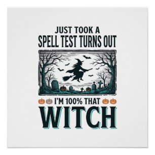 Vintage Witch DNA Humour Halloween Vector Design_1 Poster