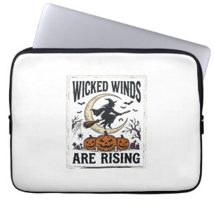 Vintage Witch Halloween Broomstick Pumpkin Moon Ar Laptop Sleeve